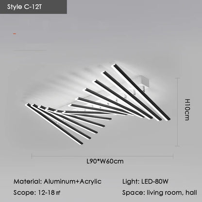 Élodie Minimalistische schwarze Linien-LED-Deckenleuchte, verstellbar