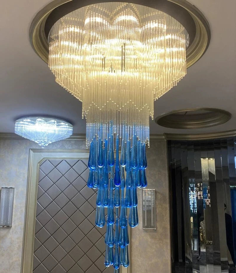 Camille Spiral Crystal Chandelier Luxury Villa Staircase Light