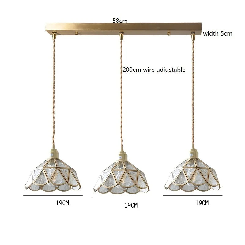 Camille Copper Glass Pendant Light Vintage Style