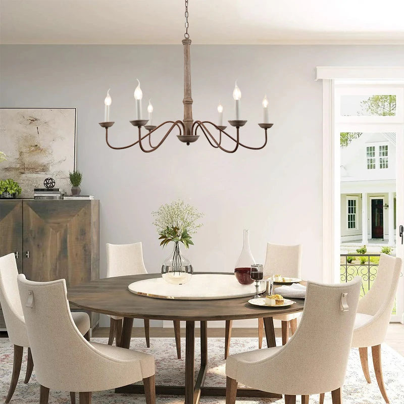 Amélie Rustic Solid Wood Chandelier for Dining & Living Rooms