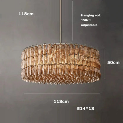 Retro Champagner Pendelleuchte für große Wohnzimmerbeleuchtung