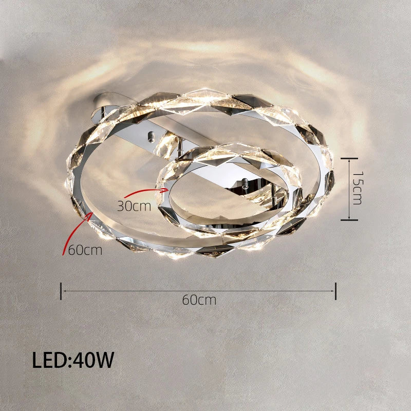 Élodie 2025 Moderner Ring Kristall LED Dimmbare Deckenleuchte Silber Dekor Lampe