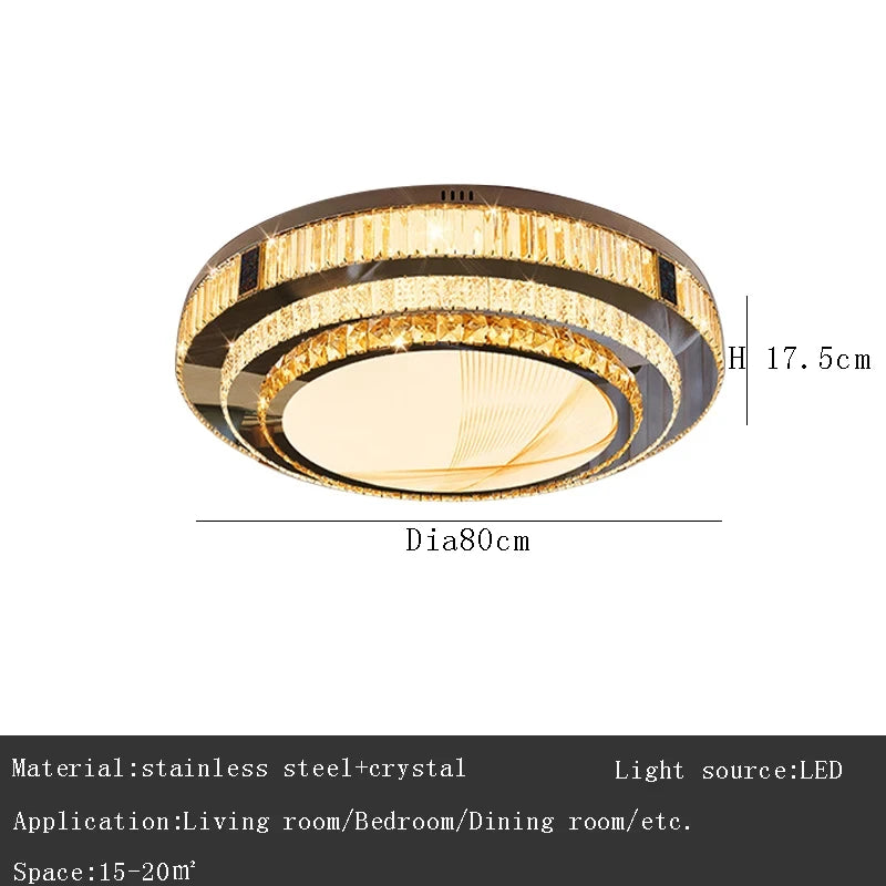 Celestia Gold Kristall Deckenleuchte mit bündigem LED