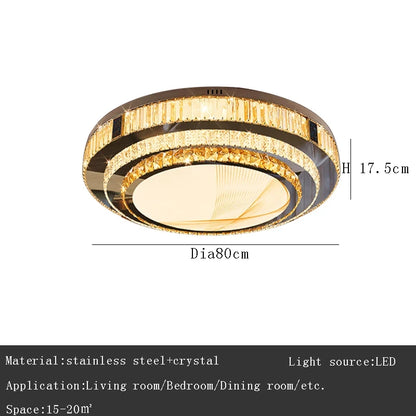Celestia Gold Kristall Deckenleuchte mit bündigem LED