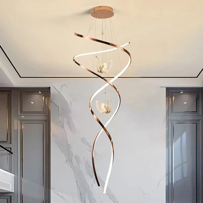 Celestine Wendel-Schwan LED-Treppen-Kronleuchter