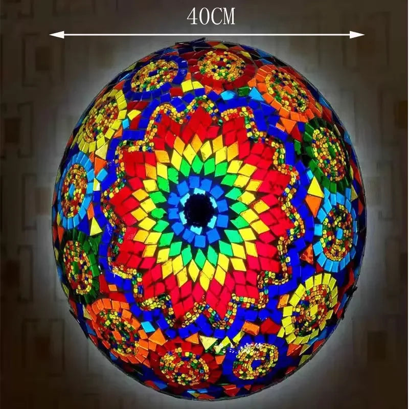 Madeleine Tiffany Stained Glass Ceiling Lamp Blue LED