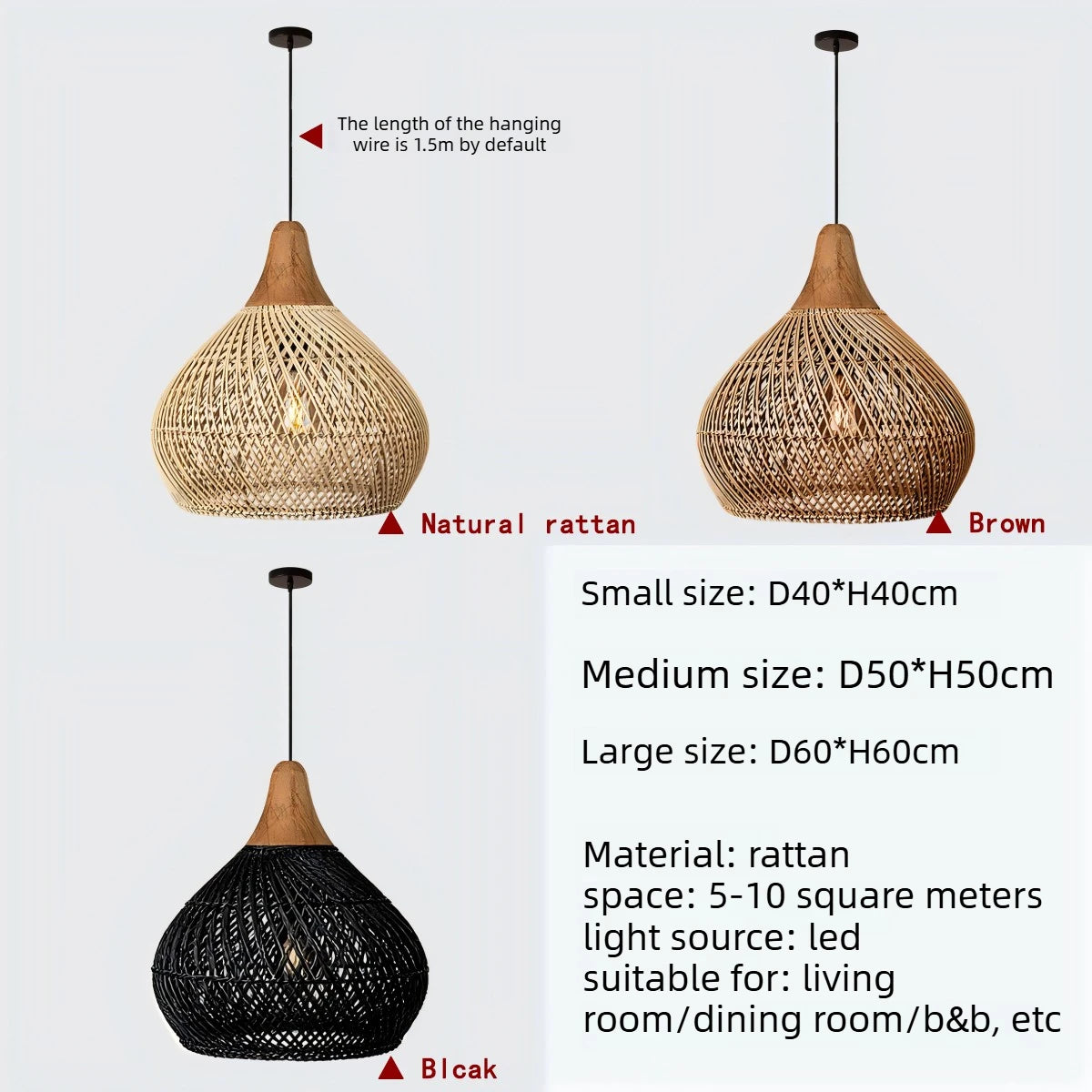 Sophie Wabi Sabi Rattan Pendelleuchte E27 Boho Esszimmerleuchte
