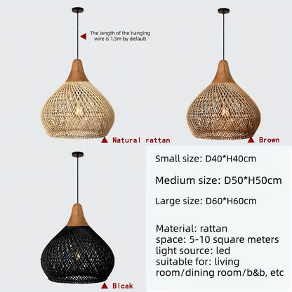 Sophie Wabi Sabi Rattan Pendelleuchte E27 Boho Esszimmerleuchte