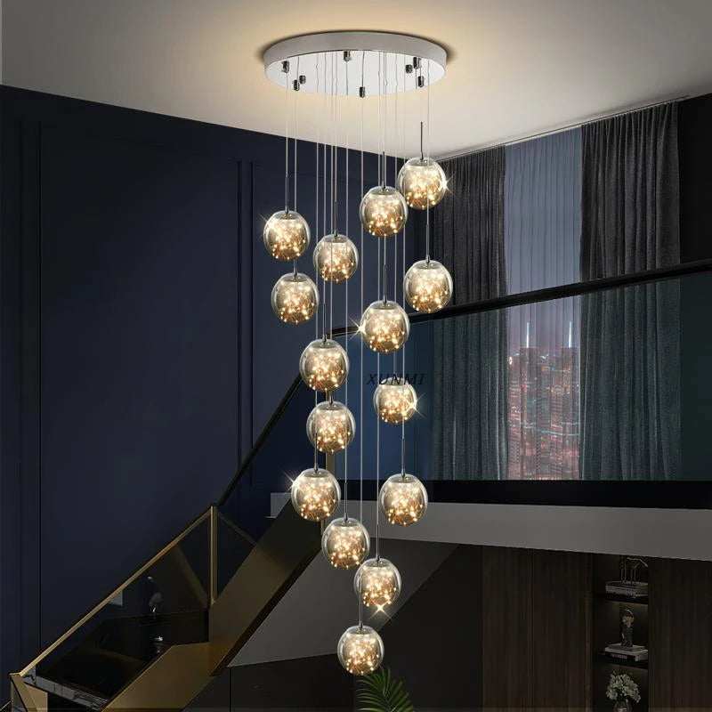 Adèle Sternenhimmel LED Treppenhaus Pendelleuchte Kronleuchter