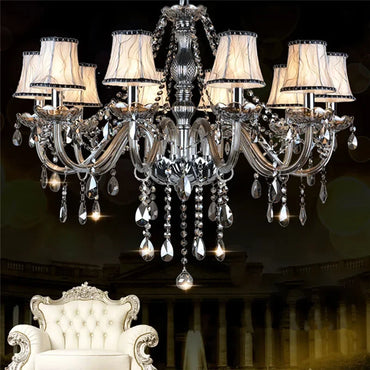 ELARA Europäische Luxus Kristall Pendelleuchte Rauchgrau Wohnzimmer Restaurant Schlafzimmer Villa Hotel Western Restaurant Kronleuchter