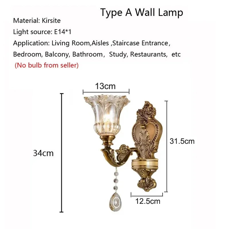 Élise Retro Kristallglas Wandleuchte E14 Europäische Wandlampe