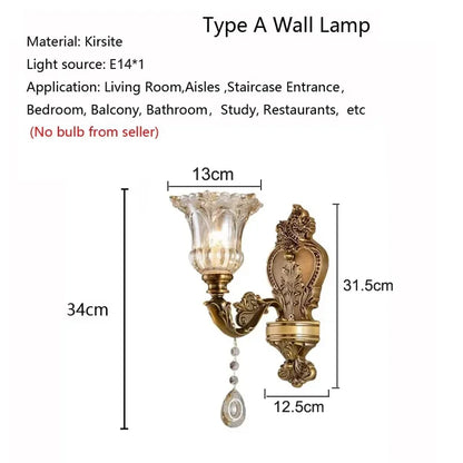 Élise Retro Kristallglas Wandleuchte E14 Europäische Wandlampe