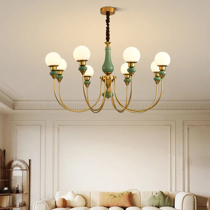 Geneviève Retro Gold Keramik-Kronleuchter