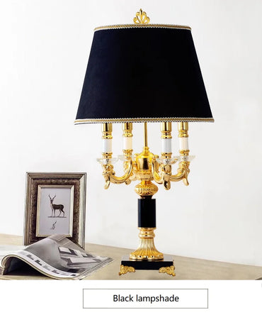 Élysée Luxuriöse Schwarz-Goldene Kristall-Tischlampe