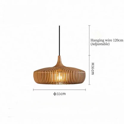 Élodie Wood Birdcage Pendant Lamp E27 Loft Dining Light