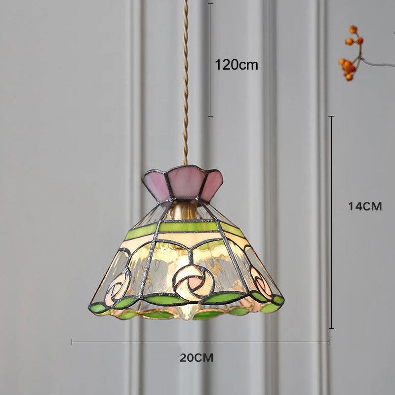 Camille Retro Buntglas-Pendelleuchte E27