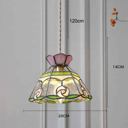 Camille Retro Buntglas-Pendelleuchte E27