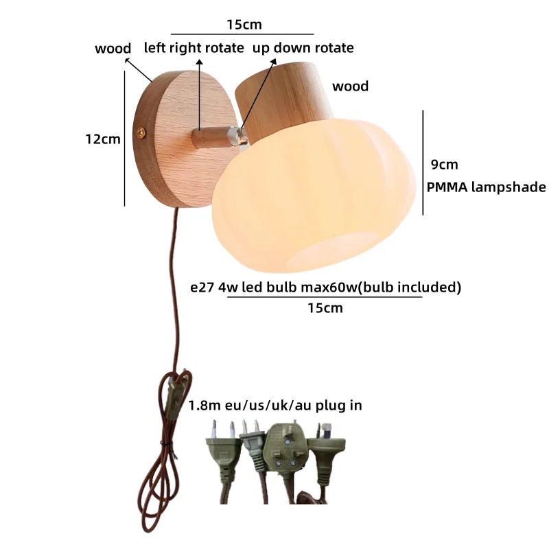 Chloé Ceramic Wall Light with Wood Accent