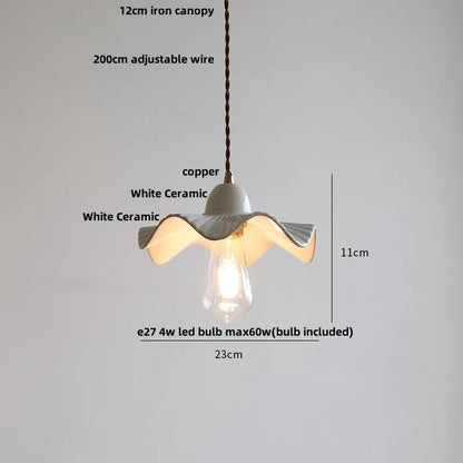 Élise Rose Blumen Keramik LED Pendelleuchte Nordisches Holz