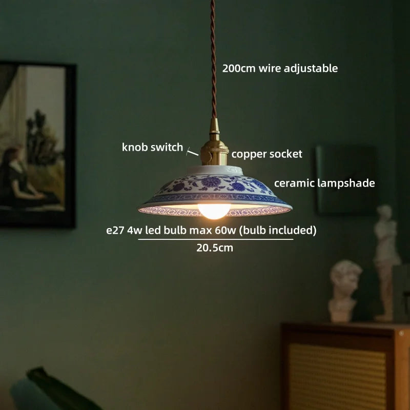 Isabelle Ceramic Pendant Light Japanese Vintage Style