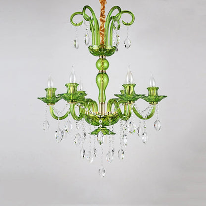 Moderner Luxus-Grünkristall-Kronleuchter im Wellen-Lotusblatt-Design LED-Pendelleuchte für Schlafzimmer, Hotellobby, Korridor und Restaurant