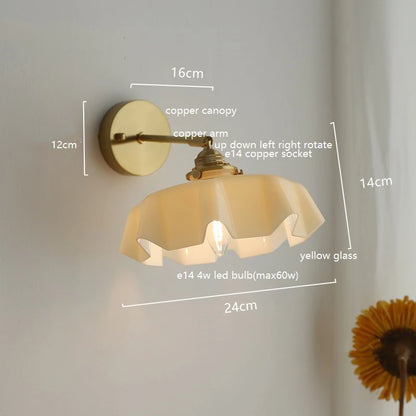 Élise Pink Glass Copper Wall Light