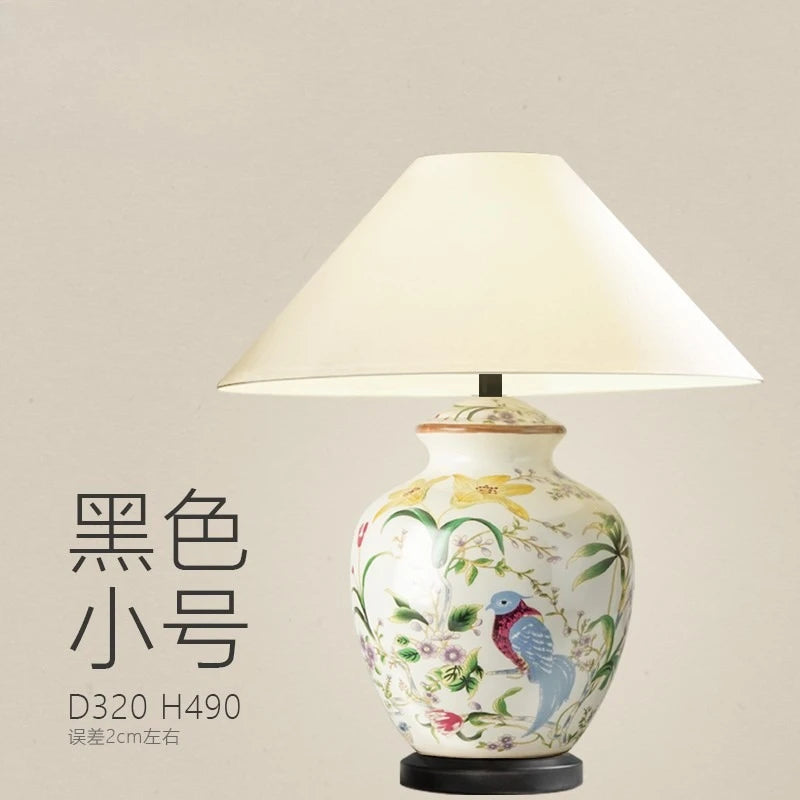 Blumen- und Vogel-Keramik-LED-Stehlampe für Schlafzimmer und Wohnzimmer