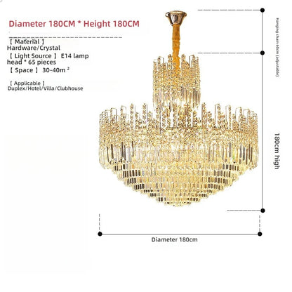 Hollow Crystal Chandelier for Duplex Hall and Staircase Lighting