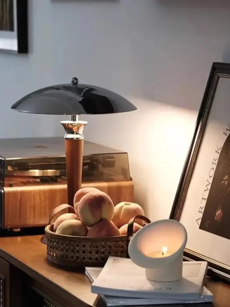 Noémie Schreibtischlampe aus Holz und Chrom
