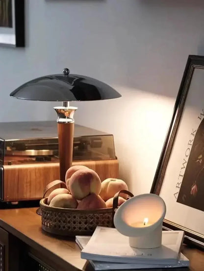 Noémie Schreibtischlampe aus Holz und Chrom