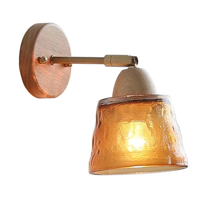 Lucienne Bernsteinglas Holz Wandleuchte