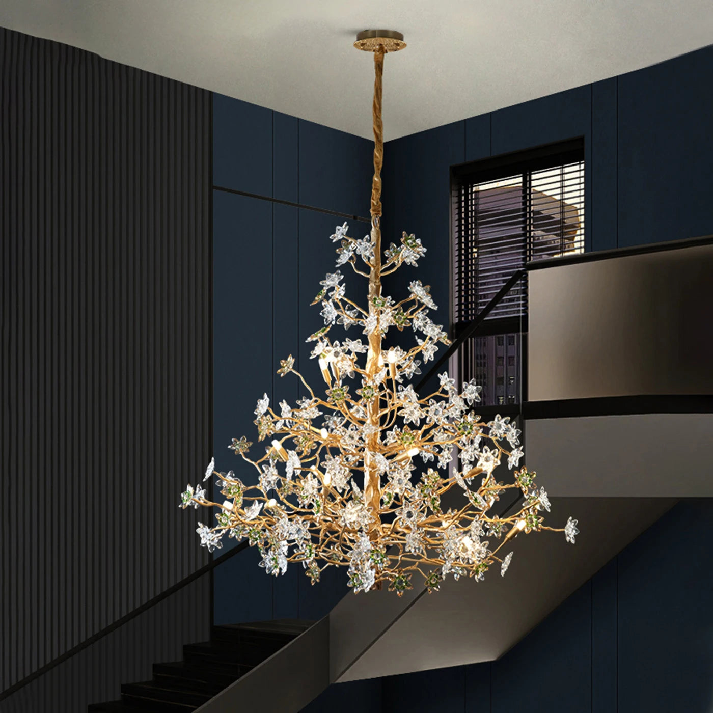 Solid Brass Branch Crystal Chandelier