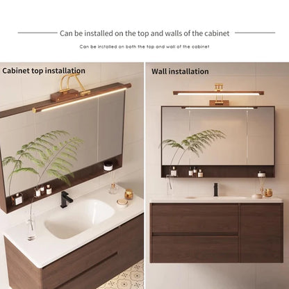 Élise Wood Grain Mirror Front LED Bathroom Light