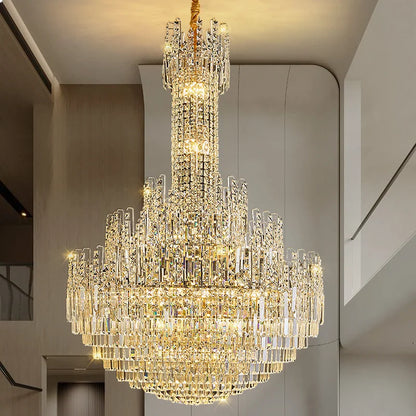 Hollow Crystal Chandelier for Duplex Hall and Staircase Lighting
