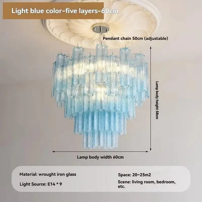 Camille Murano Glass Round Crystal Pendant Light Vintage Ceiling Lamp