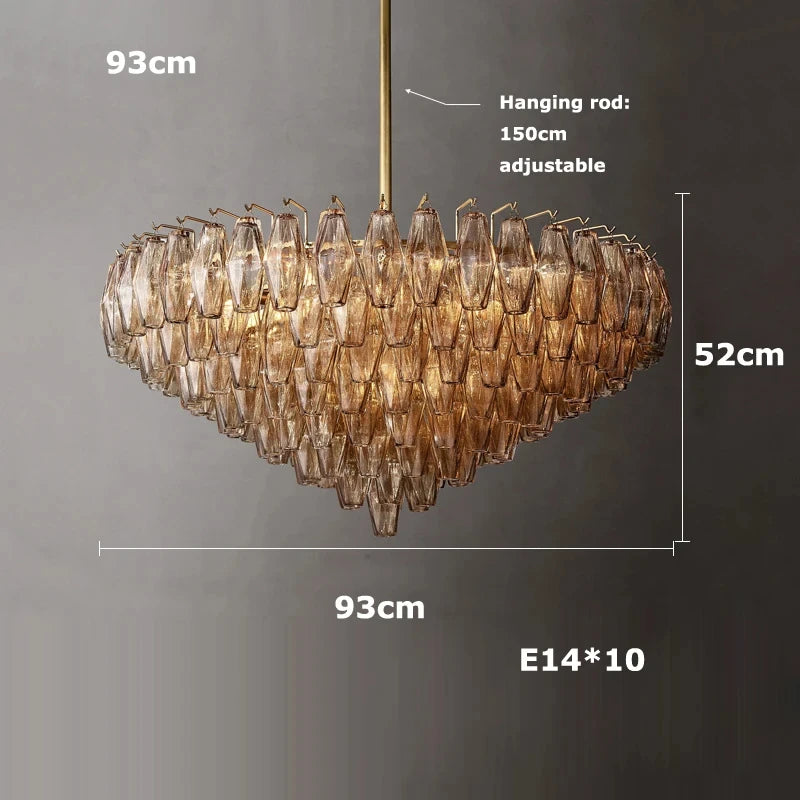 Retro Champagner Pendelleuchte für große Wohnzimmerbeleuchtung