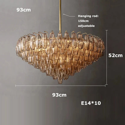 Retro Champagner Pendelleuchte für große Wohnzimmerbeleuchtung
