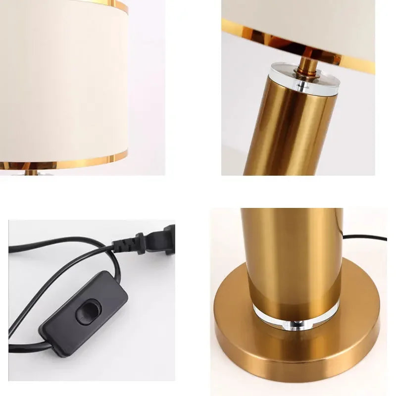 Amélie nordische Kristall-Stoff-Tischlampe E27 warmes Schlafzimmerlicht