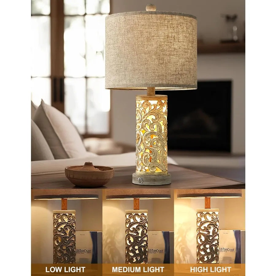 Camille 3-Way Dimmable USB A+C Touch Table Lamp Set of 2 Night Light