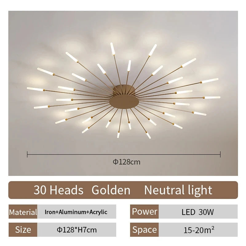 Celeste Nordic Fireworks LED Ceiling Chandelier for Modern Interiors