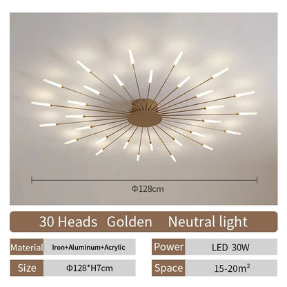 Celeste Nordic Fireworks LED Ceiling Chandelier for Modern Interiors