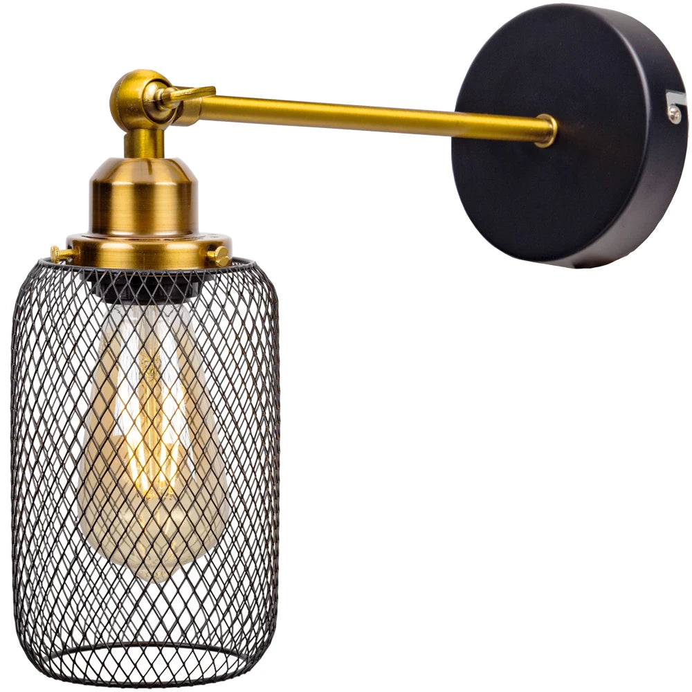 Élise Retro Holz Industrie Wandleuchte E27 LED Loft Wandlampe