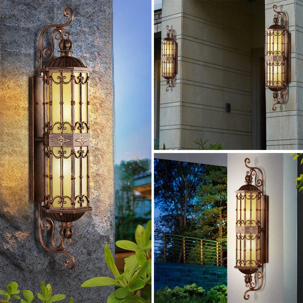 Camille Retro Gold Wasserdichte Aluminium LED Außenwandleuchte E27