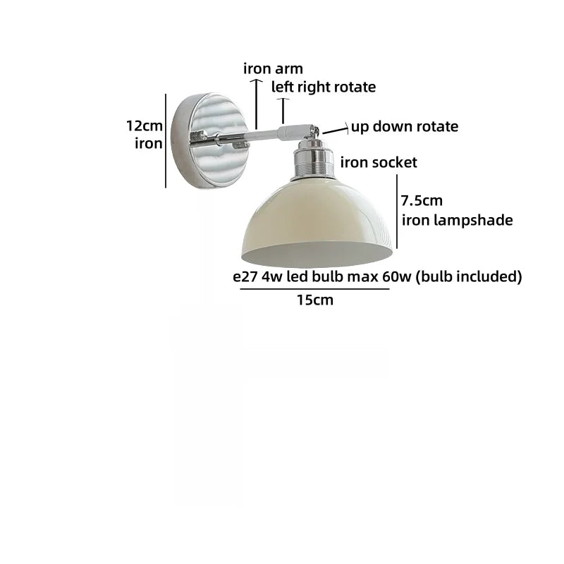 Clara Vintage Industrie-Eisen-LED-Wandlampe mit Zugschalter