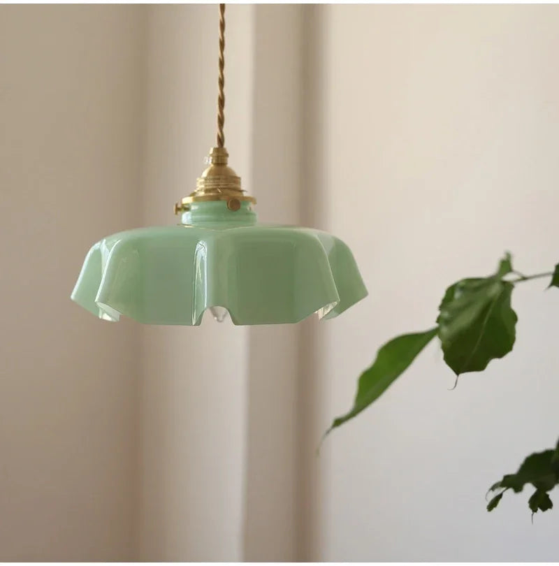 Élodie French Glass Pendant Light Nordic Brass Ceiling