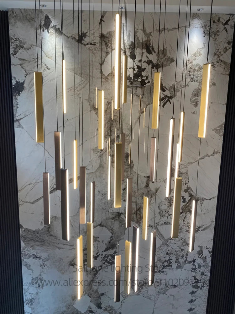 Élise Nordic Square LED Treppenhaus Pendelleuchte Kronleuchter