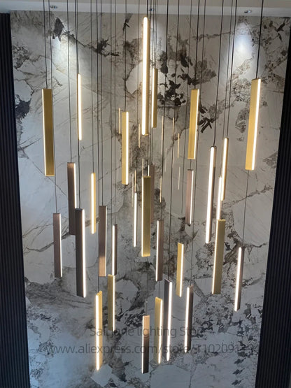 Élise Nordic Square LED Treppenhaus Pendelleuchte Kronleuchter
