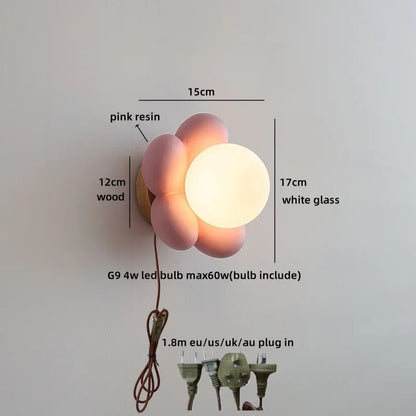 Kameliablumen-Glas-Wandleuchte für nordisches Kinderzimmer