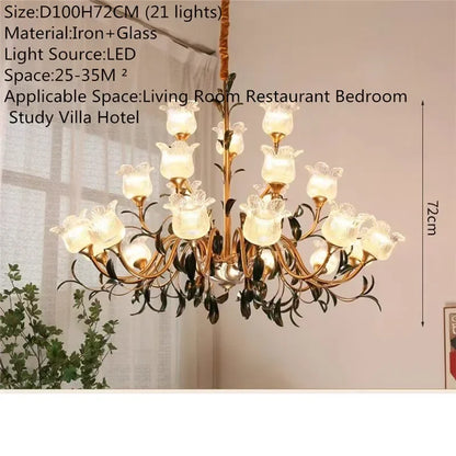 Évelyne Floral Glass Chandelier for Luxury Dining & Lobby Spaces