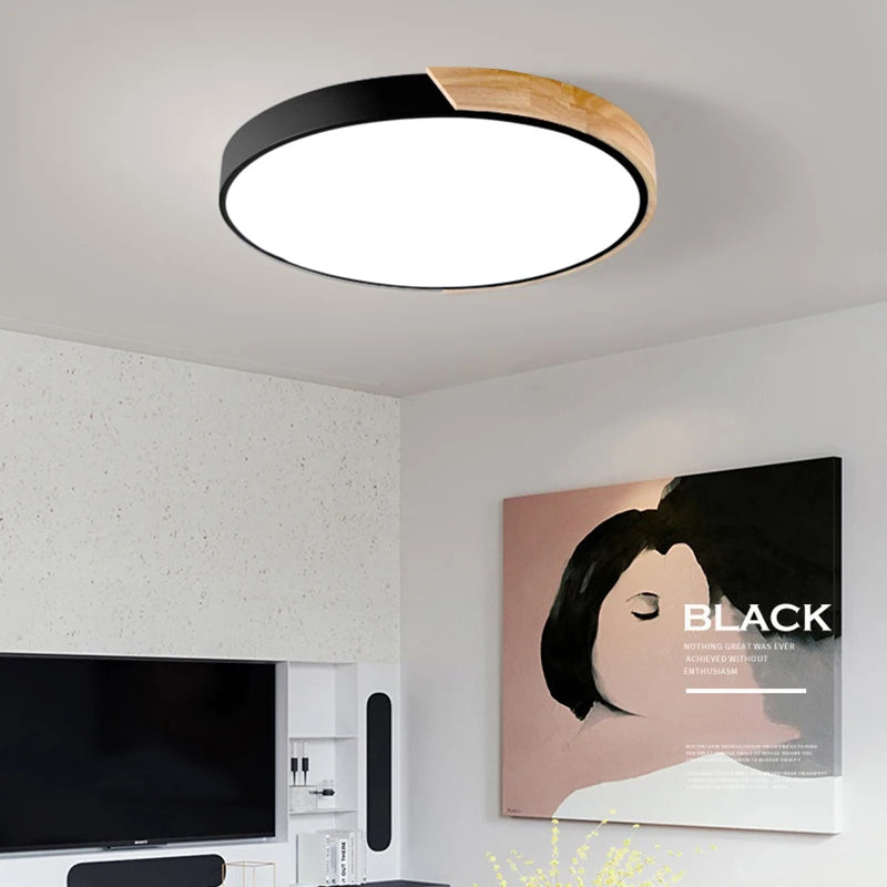 Camille Nordic Macaroon LED-Deckenleuchte, rund, aus Holz